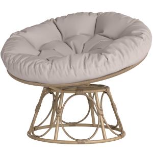 Papasan Stol Rotting 360° Roterande Flätad Stol Med Sittdyna Diameter 120 Cm Rund Utomhus Rotting Stol Snurrstol Fåtölj Fåtölj För Vardagsrum Trädgård Balkong Ljusgrå