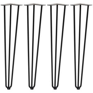 Bordsben, Set Med 4 Bordsfötter, Möbelfötter Av Stålbordsram Med Gaffeldesign För Soffbord, Matbord, Svart, 12 X 12 X 72 Cm
