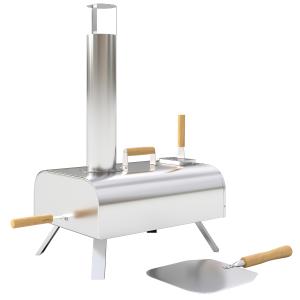 Utomhuspizzaugn, Vedeldad Pizzaugn Av Rostfritt Stål, Ugn Med 1 Cm Tjock Pizzasten, Vikben, Lock Till Pizzaspade, Portabel Vedeldad Pizzaugn För Camping, Trädgårdsfest