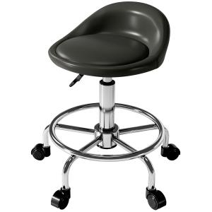 Rullande Pall Höjdjusterbar Med Ryggstöd Vridbar Pall 59-75 Cm Arbetspall 360° Roterande Pall Kontorspall För Kontorssalong Massage Spa Svart