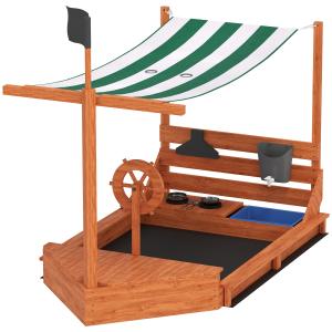 Sandlåda Stor Sandlåda Med Lock İ Ship Design Mud Box Gjord Av Trä Segelbåt Lekstuga Med Kök Lekset Förvaring För Barn 3-7 År Orange 180 X 103 X 144,5 Cm